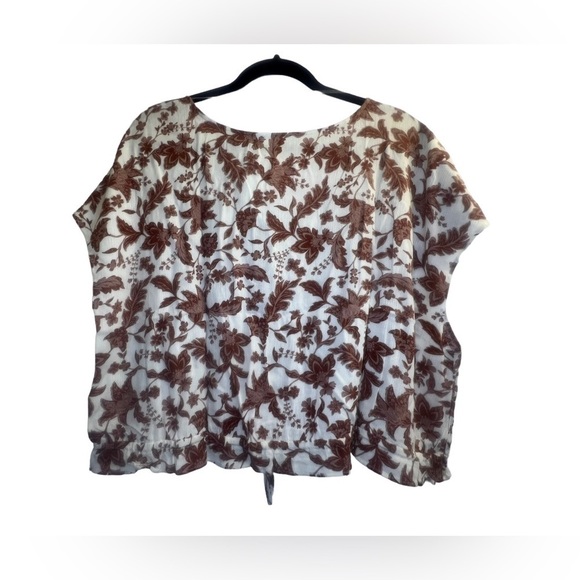 Reitmans Cropped Blouse Button Down Sleeveless V-Neck Cream Brown Size 3X NEW - Picture 10 of 11